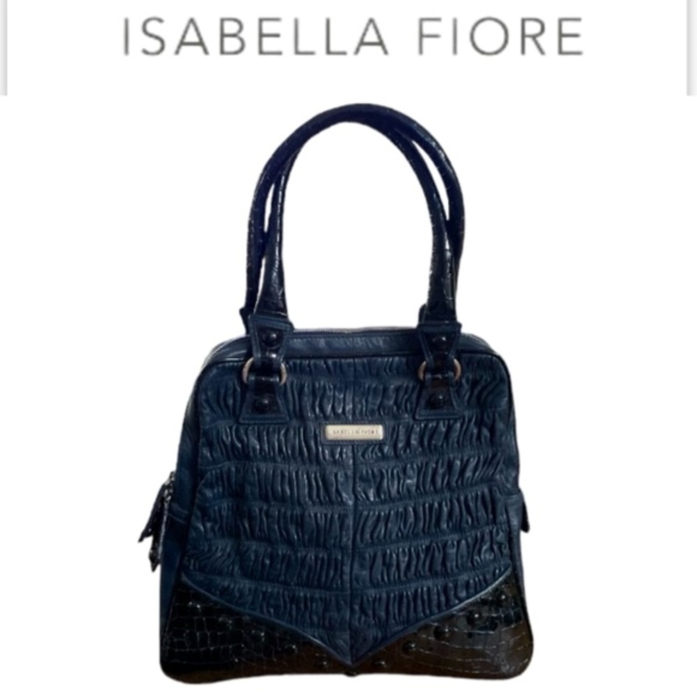 ISABELLA FIORE➕Patent Mock Crock & Studded Rouched Handbag